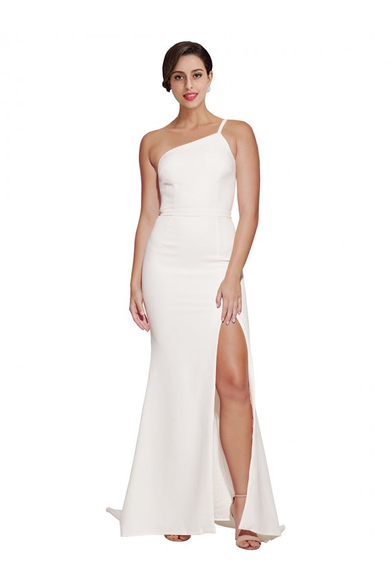 Stretch Crepe Sheath Sweep Train Sleeveless Ivory Prom Dresses Glasgow