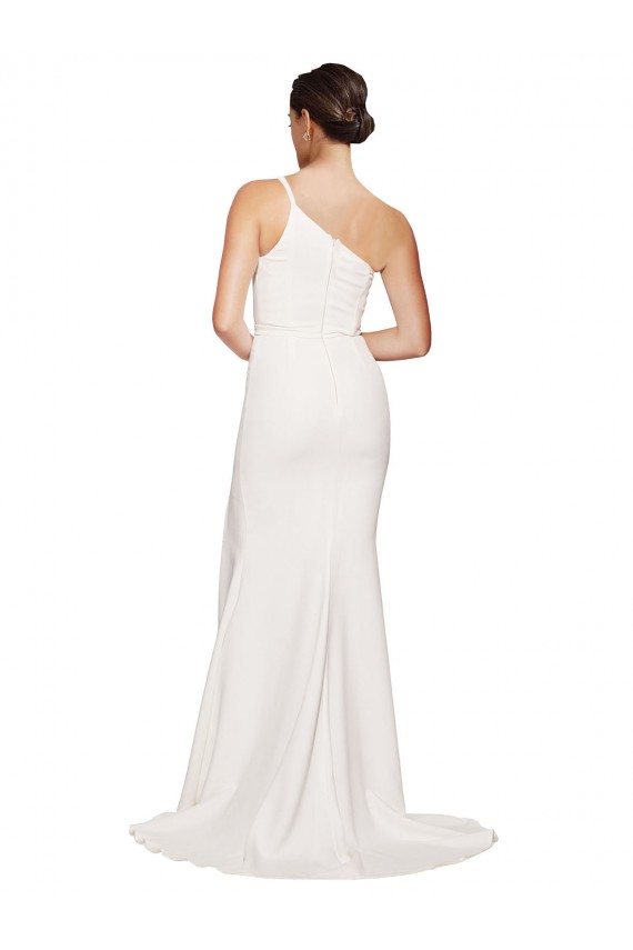 Stretch Crepe Sheath Sweep Train Sleeveless Ivory Prom Dresses Glasgow