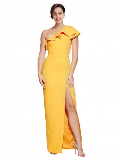 Stretch Crepe Sheath Long Sleeveless High Slit Prom Dresses Glasgow