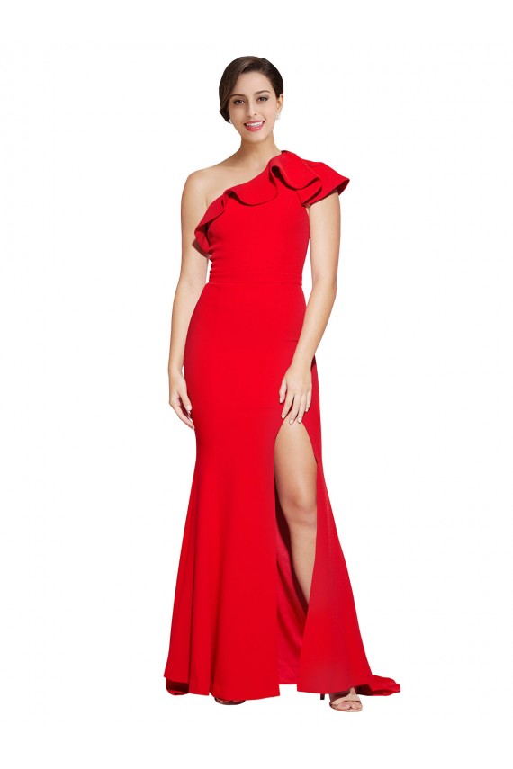 Stretch Crepe Sheath Sweep Train Sleeveless High Slit Prom Dresses Glasgow