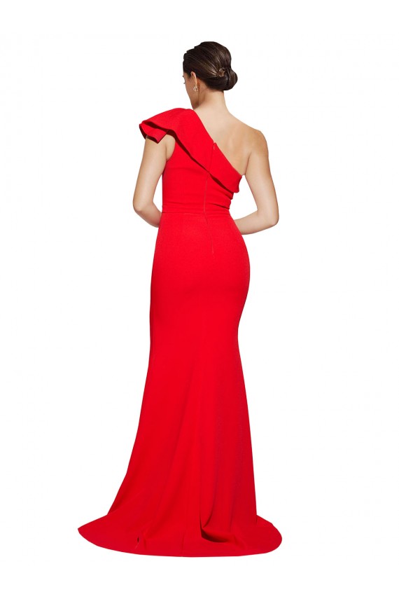 Stretch Crepe Sheath Sweep Train Sleeveless High Slit Prom Dresses Glasgow