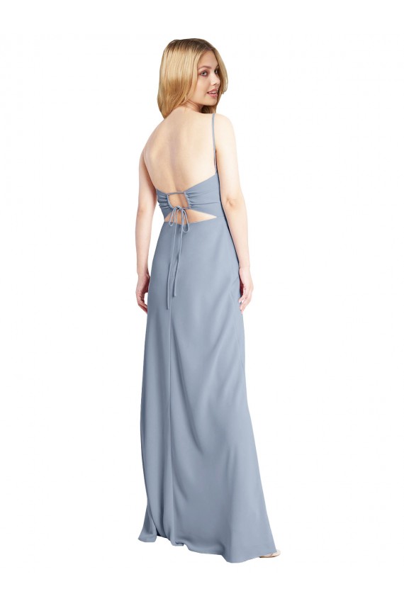 Stretch Crepe A-Line Long Sleeveless Criss Cross Open Back Prom Dress / Bridesmaid Dress Glasgow