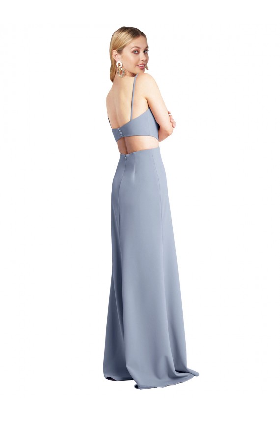 Stretch Crepe A-Line Long Sleeveless Open Back Prom Dress / Bridesmaid Dress Glasgow