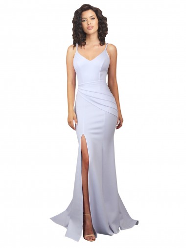 Stretch Crepe Mermaid Long Sleeveless Low Back Beach Wedding Dress Glasgow