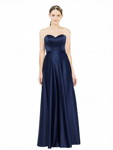 Stretch Satin A-Line Long Sleeveless Low Back Black Tie Evening Gown / Bridesmaid Dress Glasgow
