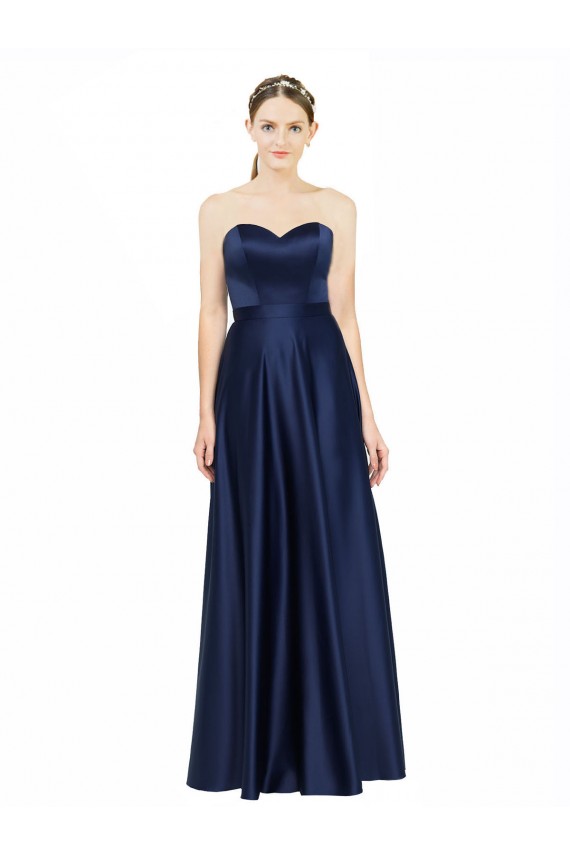 Stretch Satin A-Line Long Sleeveless Low Back Black Tie Evening Gown / Bridesmaid Dress Glasgow