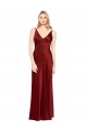 Stretch Satin A-Line Long Sleeveless V-Back Burgundy Prom Dresses Glasgow