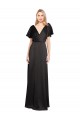 Stretch Satin A-Line Long Cap Sleeves Open Back Bridesmaid Dress / Evening Dress Glasgow