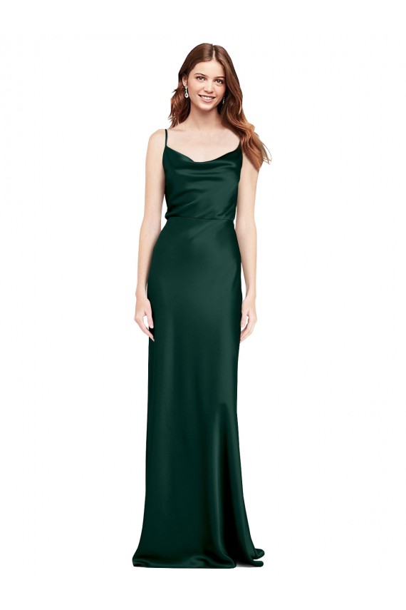 Stretch Satin Sheath Long Sleeveless V-Back Black Tie Evening Gown / Prom Dress / Bridesmaid Dress Glasgow