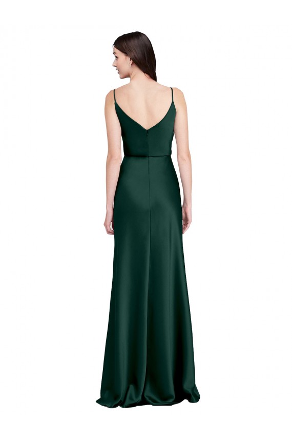 Stretch Satin Sheath Long Sleeveless V-Back Black Tie Evening Gown / Prom Dress / Bridesmaid Dress Glasgow