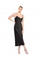 Stretch Satin A-Line Midi Length Sleeveless Low Back Black Prom Dresses Glasgow