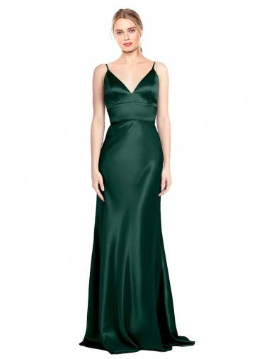 Stretch Satin Sheath Long Sleeveless V-Back Formal Evening Gown / Prom Dress / Bridesmaid Dress Glasgow