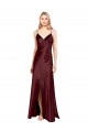 Stretch Satin A-Line Long Sleeveless Center Front Slit Prom Dresses Glasgow