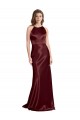 Stretch Satin A-Line Long Sleeveless Burgundy Gold Prom Dresses Glasgow