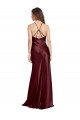 Stretch Satin A-Line Long Sleeveless Burgundy Gold Prom Dresses Glasgow
