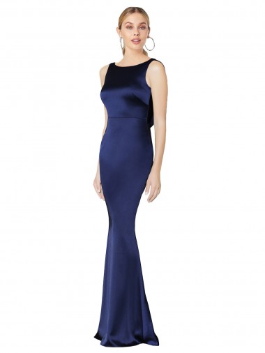 Stretch Satin Sheath Long Sleeveless Low Back Formal Evening Gown / Prom Dress / Bridesmaid Dress Glasgow