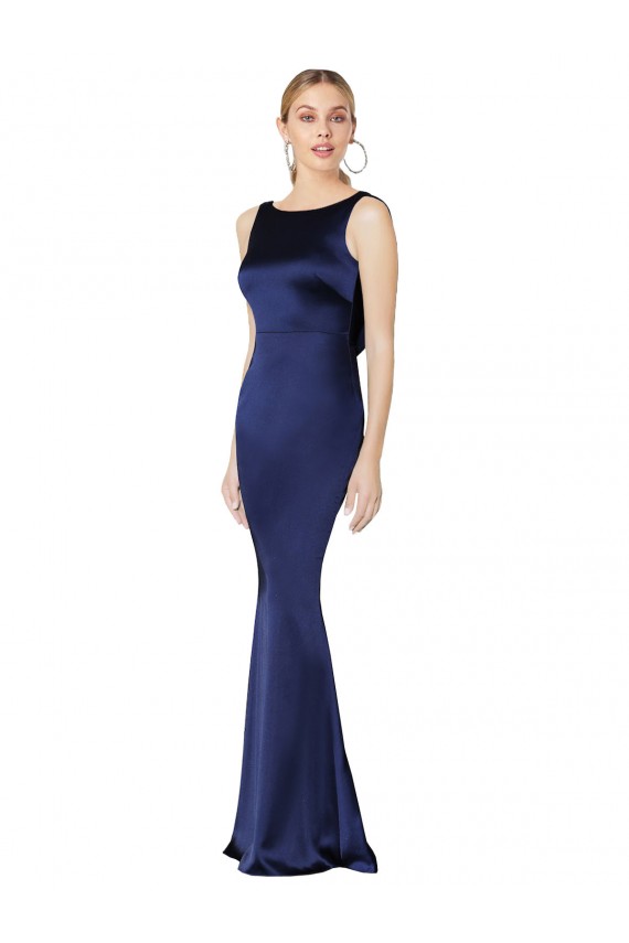 Stretch Satin Sheath Long Sleeveless Low Back Formal Evening Gown / Prom Dress / Bridesmaid Dress Glasgow