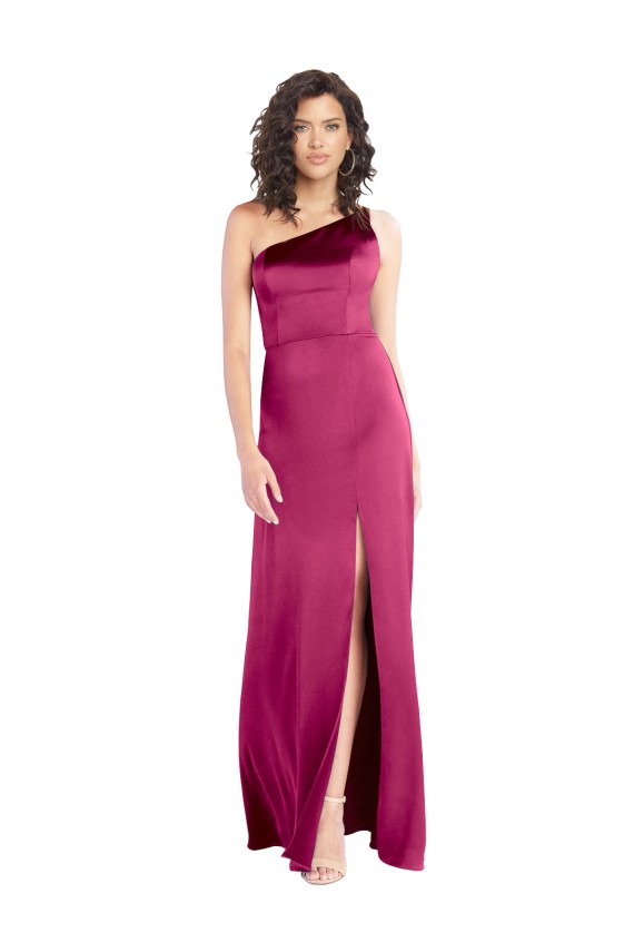 Stretch Satin A-Line Long Sleeveless Open Back Fuchsia Prom Dresses Glasgow