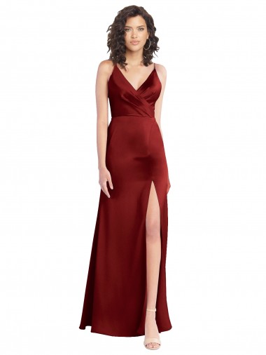 Stretch Satin A-Line Long Sleeveless V-Back Formal Dress / Bridesmaid Dress Glasgow