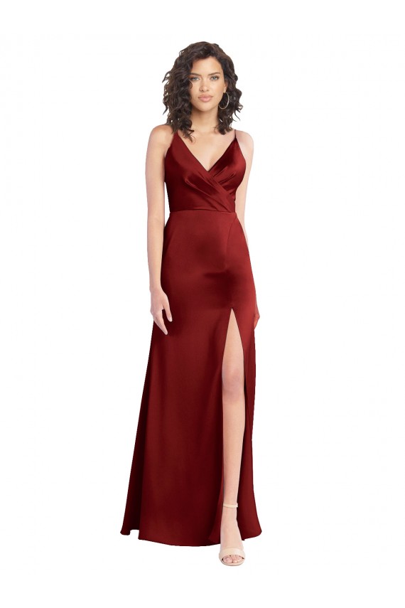 Stretch Satin A-Line Long Sleeveless V-Back Formal Dress / Bridesmaid Dress Glasgow