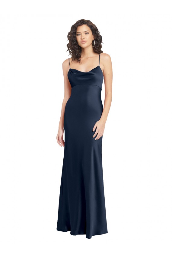 Stretch Satin A-Line Long Sleeveless Open Back Black Tie Evening Gown / Prom Dress / Bridesmaid Dress Glasgow
