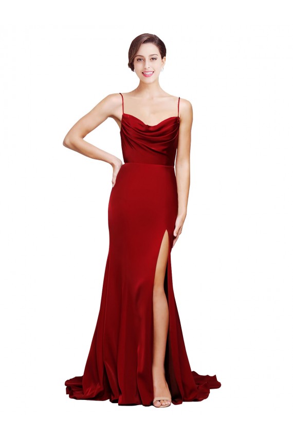 Stretch Satin Sheath Sweep Train Sleeveless Criss Cross Back Black Tie Evening Gown / Prom Dress / Bridesmaid Dress Glasgow