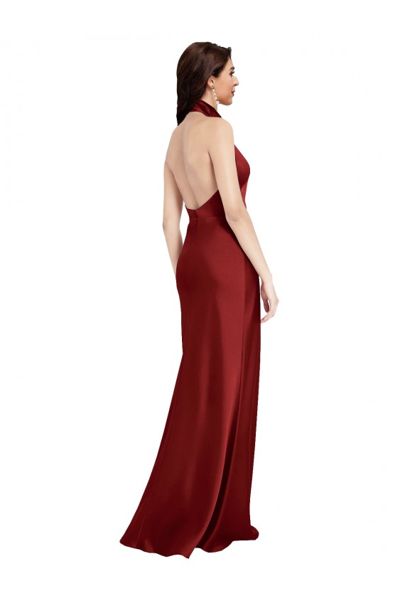 Stretch Satin A-Line Long Sleeveless Backless Black Tie Evening Gown / Prom Dress / Bridesmaid Dress Glasgow