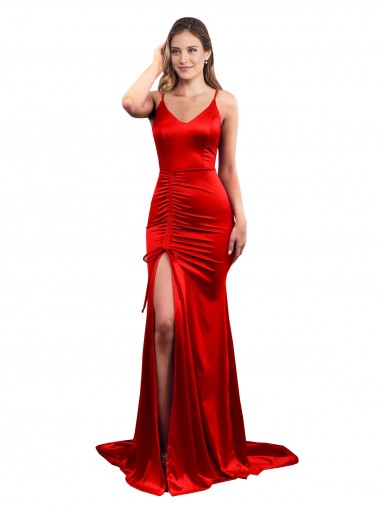 Stretch Satin Mermaid Long Sleeveless Low Back Evening Dress / Bridesmaid Dress Glasgow