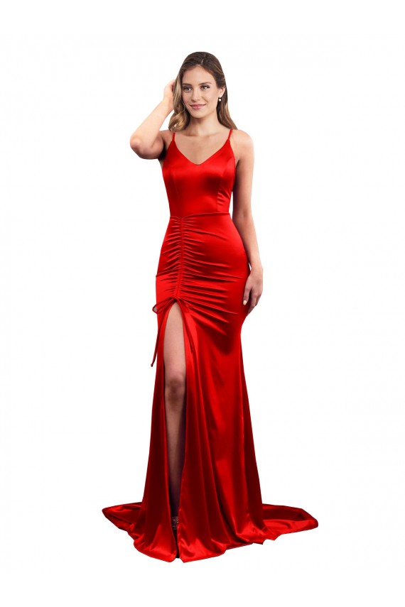Stretch Satin Mermaid Long Sleeveless Low Back Evening Dress / Bridesmaid Dress Glasgow