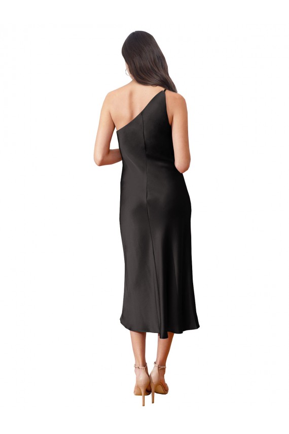 Stretch Satin Sheath Midi Length Sleeveless Black Prom Dresses Glasgow