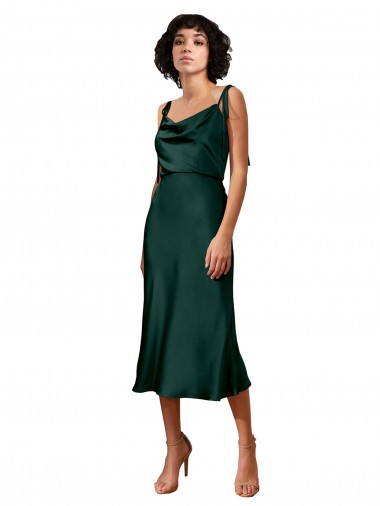 Stretch Satin Sheath Midi Length Sleeveless Black Tie Evening Gown / Prom Dress / Bridesmaid Dress Glasgow