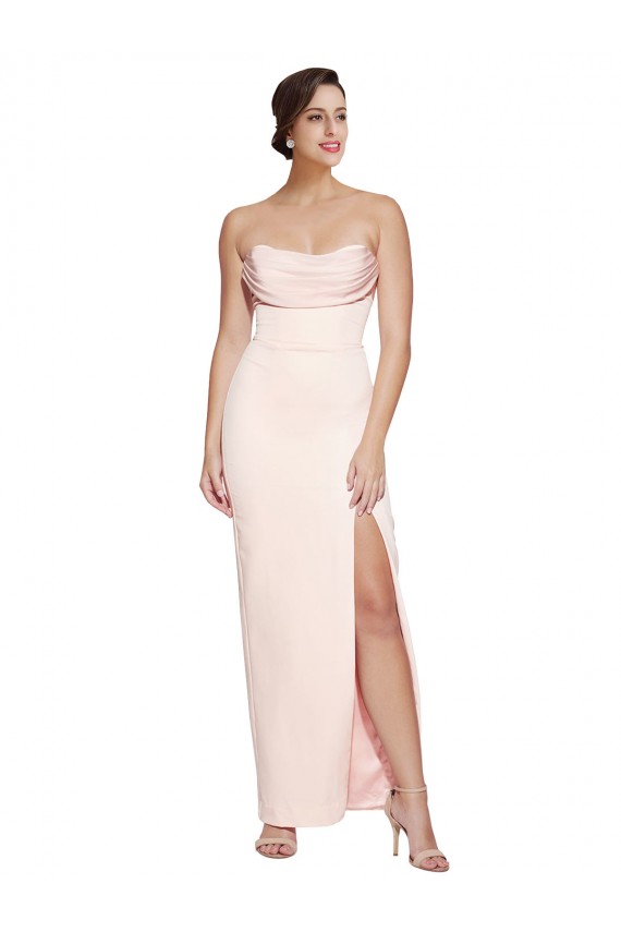 Stretch Satin Mermaid Long Sleeveless Low Back High Slit Prom Dresses Glasgow