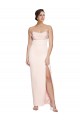 Stretch Satin Mermaid Long Sleeveless Low Back High Slit Prom Dresses Glasgow