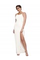 Stretch Satin Sheath Long Sleeveless Low Back Side Slit Prom Dresses Glasgow