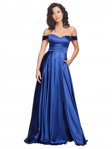 Stretch Satin A-Line Sweep Train Sleeveless Formal Evening Gown / Prom Dress / Bridesmaid Dress Glasgow