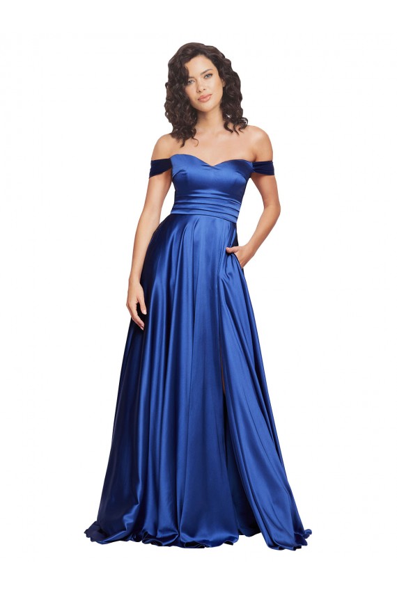 Stretch Satin A-Line Sweep Train Sleeveless Formal Evening Gown / Prom Dress / Bridesmaid Dress Glasgow