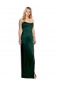 Stretch Satin A-Line Long Sleeveless Side Slit Prom Dresses Glasgow