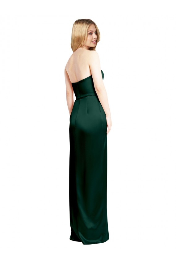 Stretch Satin A-Line Long Sleeveless Side Slit Prom Dresses Glasgow