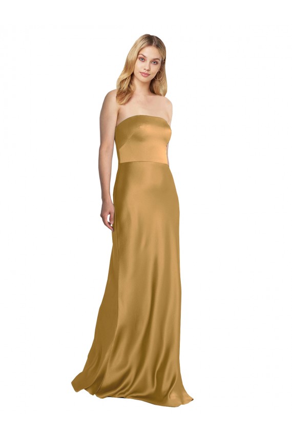 Stretch Satin A-Line Sleeveless Gold Formal Evening Gown / Prom Dress / Bridesmaid Dress Glasgow