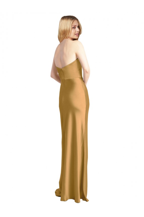 Stretch Satin A-Line Sleeveless Gold Formal Evening Gown / Prom Dress / Bridesmaid Dress Glasgow