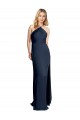 Stretch Satin A-Line Long Sleeveless Criss Cross Open Back Daring Side Slit Prom Dresses Glasgow