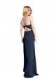 Stretch Satin A-Line Long Sleeveless Criss Cross Open Back Daring Side Slit Prom Dresses Glasgow