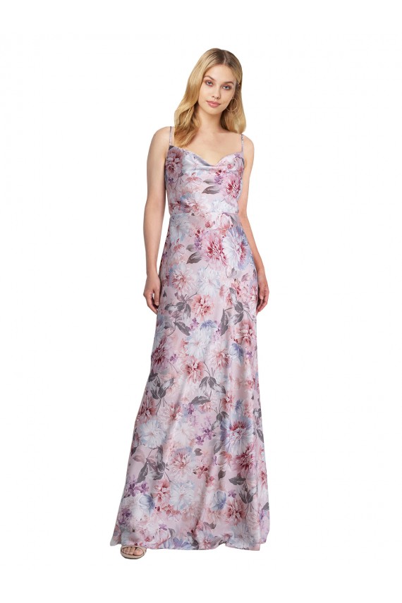 Stretch Satin & Floral A-Line Long Sleeveless Formal Evening Gown / Bridesmaid Dress Glasgow