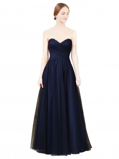 Tulle A-Line Sleeveless Dark Navy Bridesmaid Dress / Evening Dress Glasgow