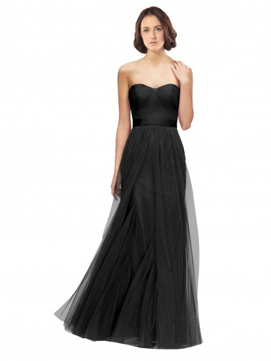 Soft Tulle A-Line Sleeveless Black Bridesmaid Gown Glasgow