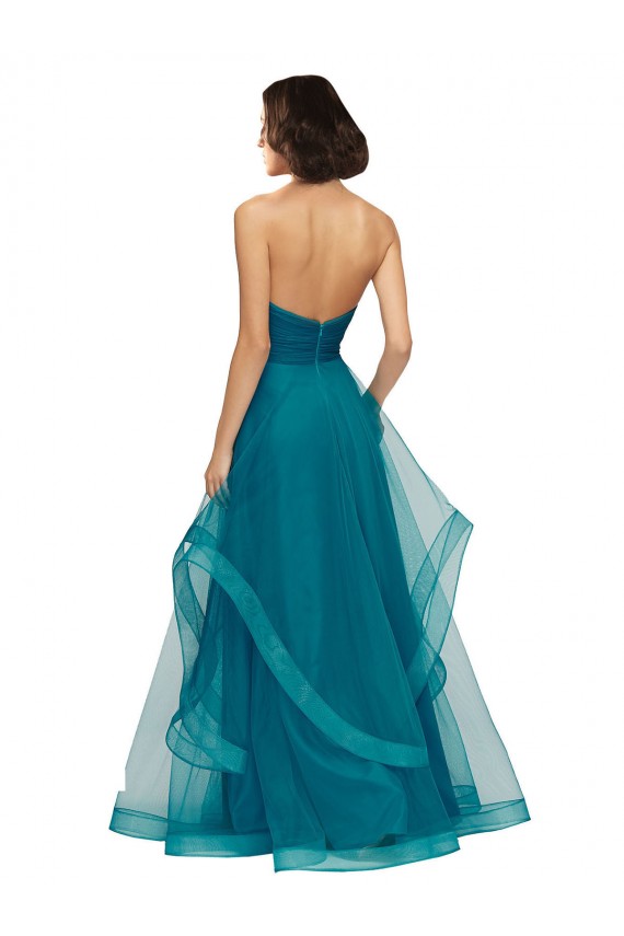 Tulle A-Line Long Sleeveless Turquoise Bridesmaid Dress Glasgow