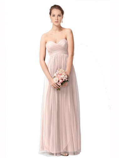 Tulle A-Line Long Cap Sleeves Bridesmaid Dress Glasgow