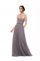 Tulle A-Line Long Sleeveless Spaghetti Straps V-Back Bridesmaid Dresses Glasgow