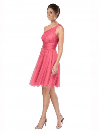 Tulle A-Line Long Sleeveless Watermelon Bridesmaid Dress Glasgow