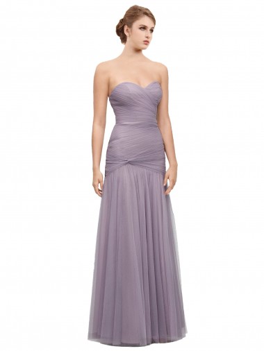 Tulle Mermaid Long Sleeveless Heather Bridesmaid Dresses Glasgow